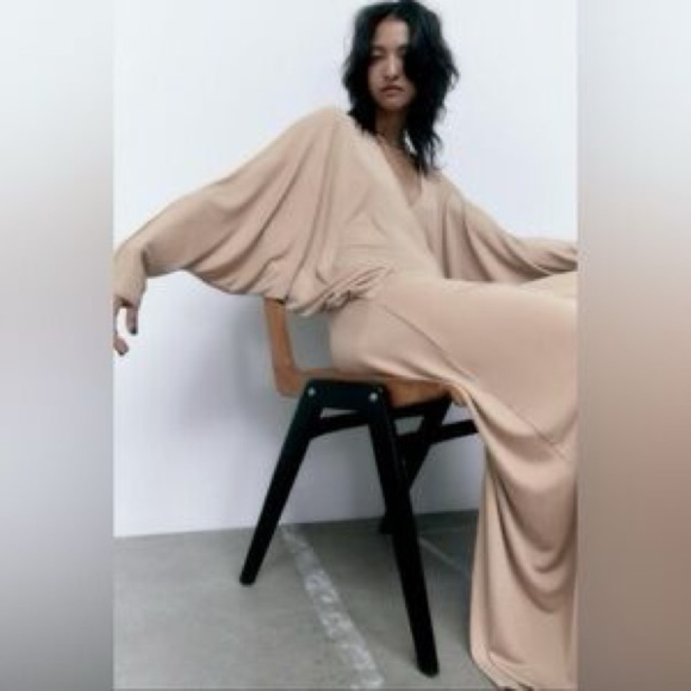 ZARA Long Beige Maxi Dress | Size Small | Minimalist Chic | NWT